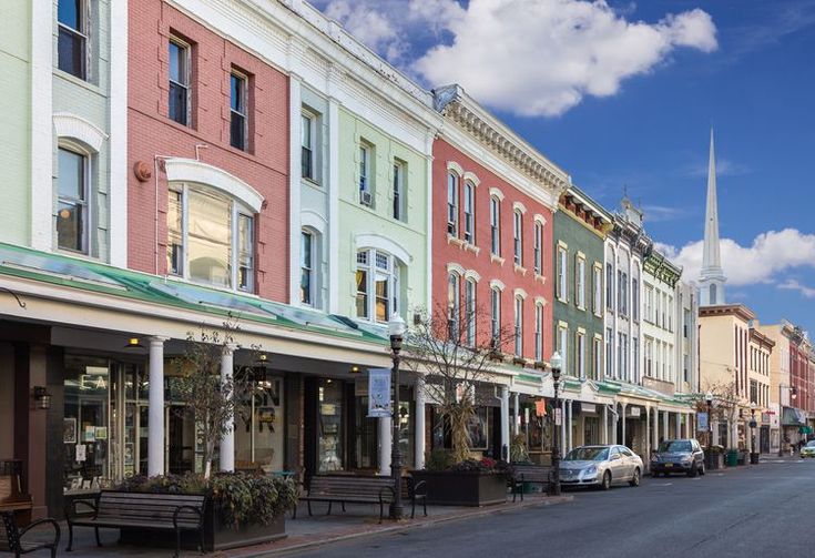 a row of buildings on a city street