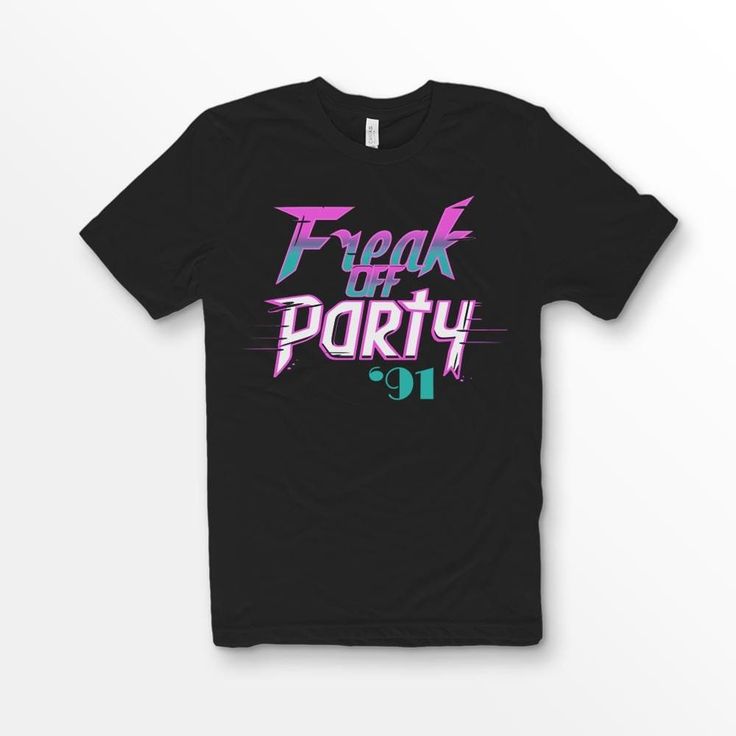 Show you were there.  Freak off party '91.  IYKYK Features     -4.2 oz., 100% airlume combed and ringspun cotton     -Athletic Heather is 90/10 airlume combed and ringspun cotton/polyester      -Retail fit     -Unisex sizing     -Tearaway label     -Full Color Digital print Sizes run slightly smaller than usual. We suggest consulting the size chart in the product images to help determine what size is best for you. Don't see the color you're looking for?  Send us a message and we will happily accommodate your request. Fun Graphic Print Tops For Party, Festival Graphic Crew Neck Top, Pop Culture Halloween Concert Top, Short Sleeve Graphic Print Top For Party Season, Short Sleeve Tops With Graphic Print For Party Season, Short Sleeve Top With Graphic Print For Party Season, Pop Culture Crew Neck Top For Birthday, Pop Culture Crew Neck Top For Music Festivals, Fun Letter Print Shirt For Streetwear