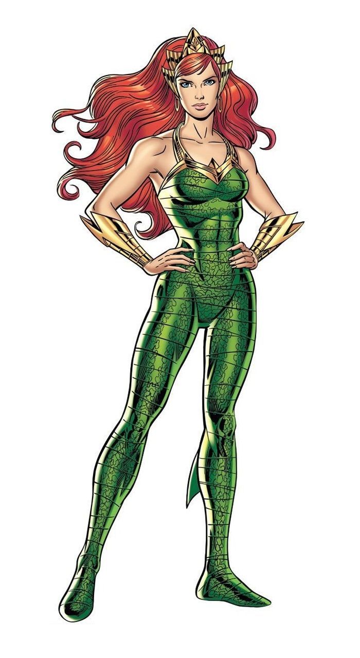 a drawing of a woman with red hair wearing a green costume and holding two swords