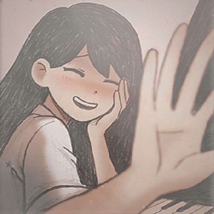 a drawing of a woman holding her hand up