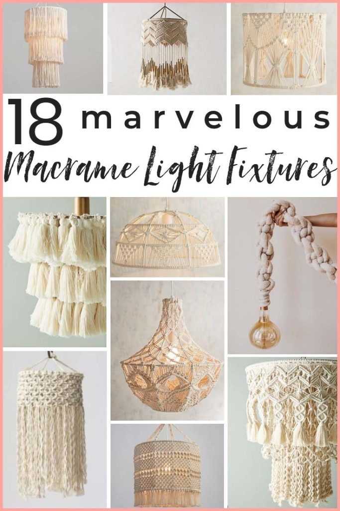 5 DIY macrame lighting projects +14 gorgeous macrame pendant lights you can buy! A shopping guide for the latest lighting craze. Macrame is popular for a good reason! These are ammmazzzing boho pendants! #macrame #boholighting #boholightingideas #macramelights #macramependantlight #macramependantlights #bohochic #bohochiclighting #macrameshoppingguide #macramelightshade #macramelightpendant #macramedecor Macrame Light Shade Diy, Macrame Lampshade Diy, Macrame Lamp Shade Diy, Macrame Lighting, Macrame Light Shade, Luminaria Diy, Diy Macrame Wall Hanging, Macrame Light, Macrame Lamp Shade