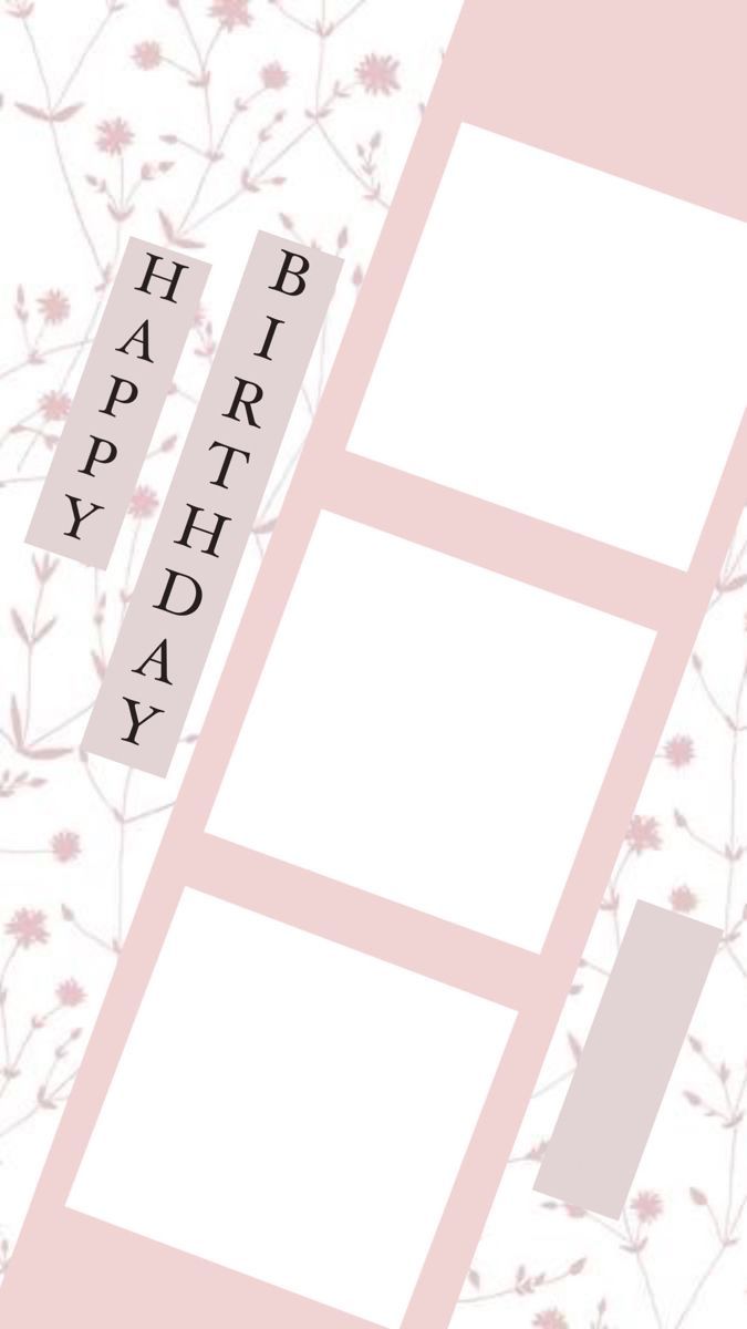 a pink and white photo frame with the words happy birthday written in black on it