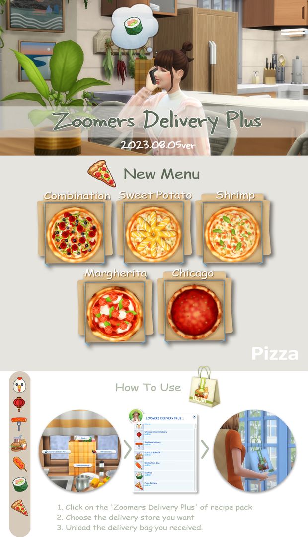 the pizza menu is displayed in this screenshot