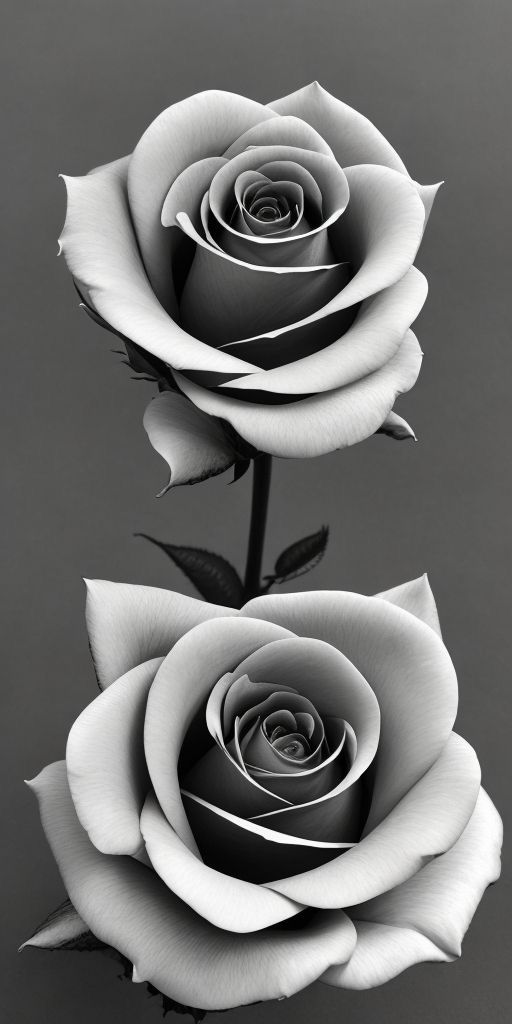 two black and white roses on a gray background