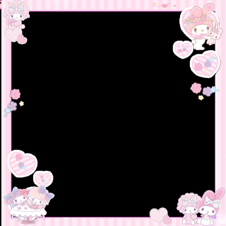 a pink frame with hello kitty on it