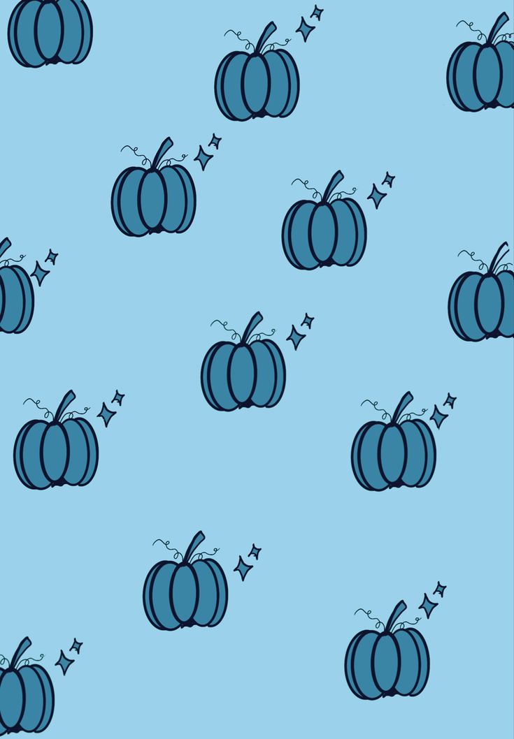 blue pumpkins and stars on a light blue background