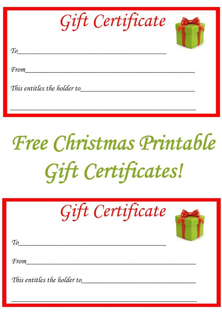 two christmas gift certificates with presents on them