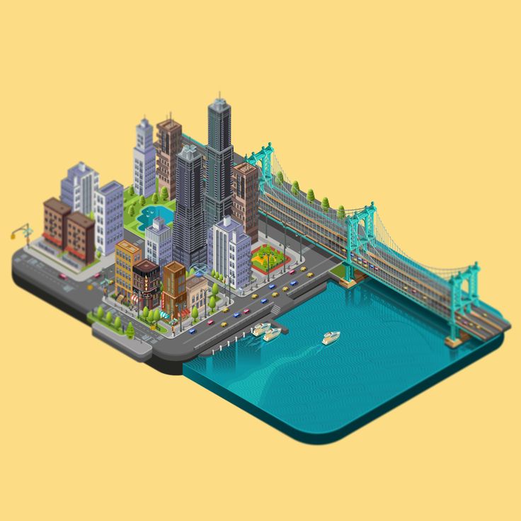 an image of a city with lots of tall buildings and bridges in the middle of it