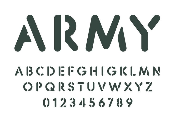 the font and numbers for an army type