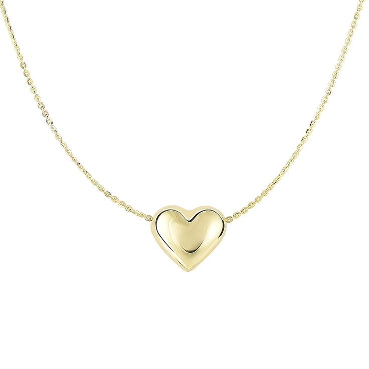 MCS Jewelry 14 Karat Yellow Gold Puffed Heart Pendant Necklace ( 18' ) * Visit the image link more details. (This is an affiliate link and I receive a commission for the sales) Puffed Heart Necklace, Royal Chain, Small Heart Necklace, Tiny Heart Necklace, Knifty Knitter, North Star Necklace, Gold Slides, Preppy Jewelry, I Want More