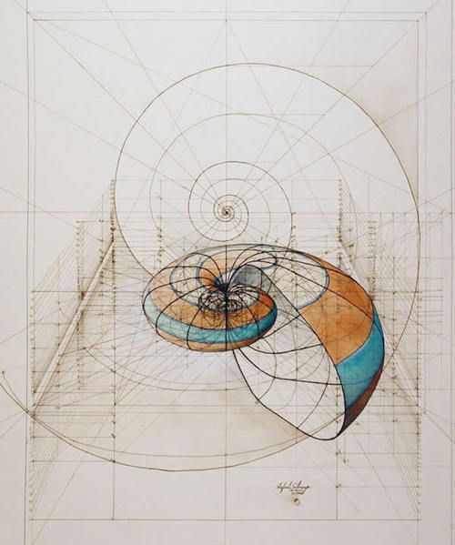 a drawing with lines and shapes on the bottom right hand corner is an image of a spiral