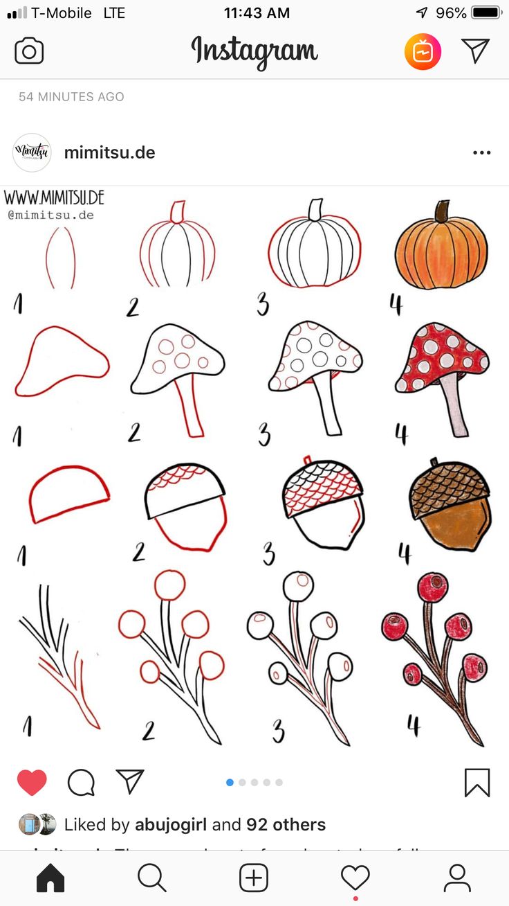 the instagram page shows how to draw different types of mushrooms