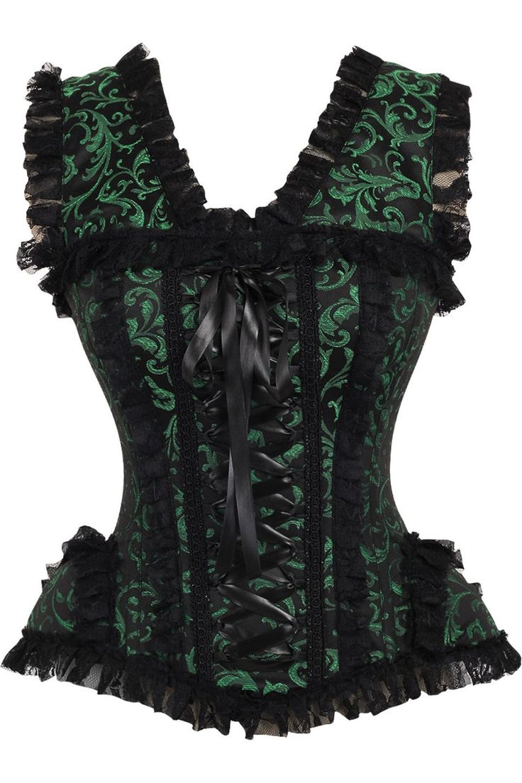 Overbust corset made of high quality brocade and lace fabrics 10 Spiral Steel boned with 2 Flat steel bones Delicate lace detailing Ribbon tie closure at back for cinching Privacy Panel Lined Hand Wash Striped Shoes, Waist Cincher Corset, Steel Boned Corsets, Lace Fabrics, Gothic Corset, Overbust Corset, Corsets And Bustiers, Underbust Corset, Thigh High Stockings