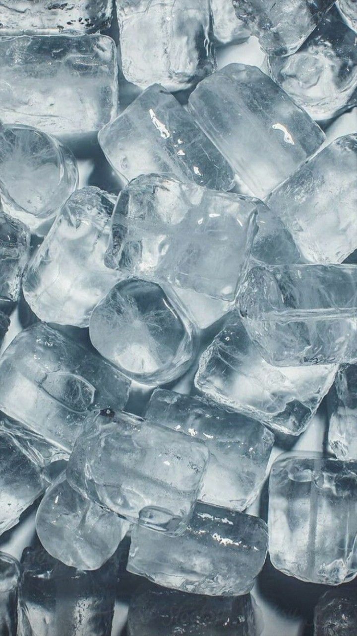 ice cubes are piled on top of each other