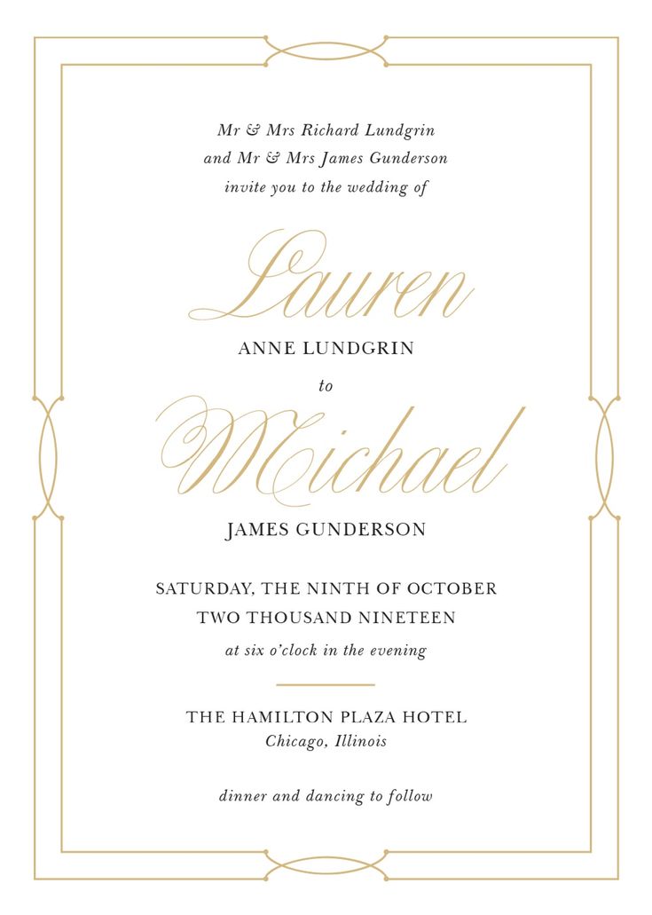 a wedding card with the words, mr and mrs richard on it in gold foil