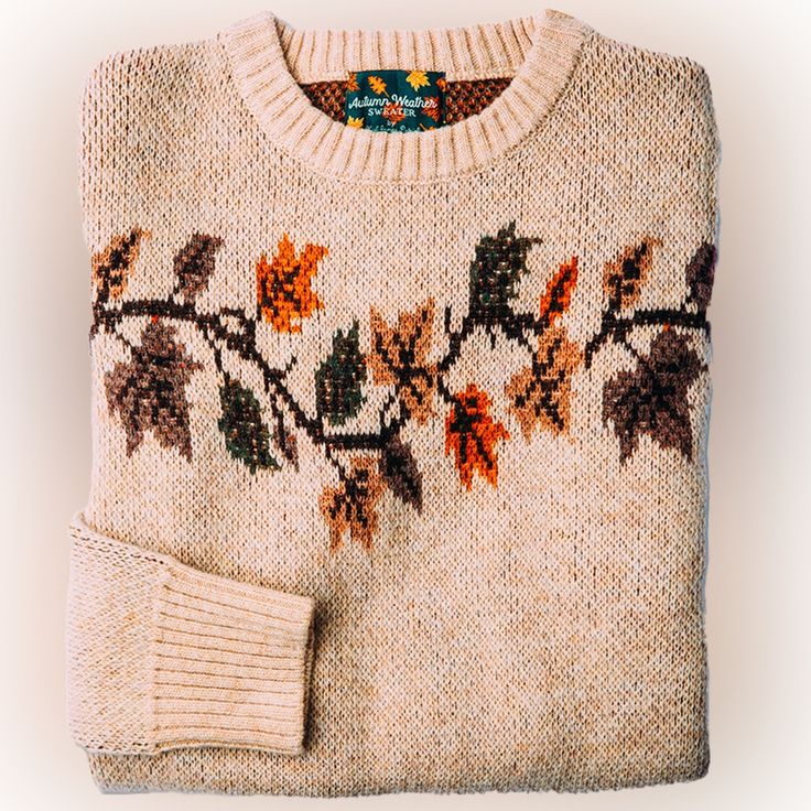 Kjp Autumn Weather Sweater Size Xl Pit To Pit- 22 Inches Top To Bottom- 25 Inches Arm Length- 25 Inches Kiel James Patrick, James Patrick, Sleeved Sweater, Plant Pattern, Woven Labels, Electronic Devices, Casual Sweaters, Fall 2024, Leaf Print