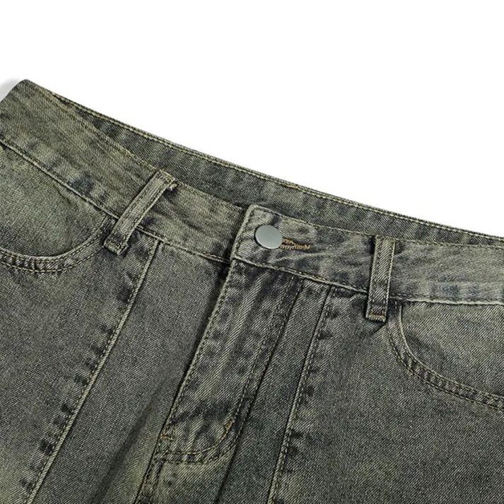 RetroPatch Denim Pants | Wide Leg Jeans for Men and Women – h0neybear Casual Straight Leg Patchwork Jeans, Retro Denim Patchwork Pants, Retro Patchwork Denim Pants, Retro Wide Leg Patchwork Jeans, Retro Straight Leg Bottoms With Patch Pockets, Casual Patchwork Tapered Leg Jeans, Casual Tapered Leg Patchwork Jeans, Retro Tapered Leg Pants With Five Pockets, Streetwear Rigid Denim Bottoms With Patchwork