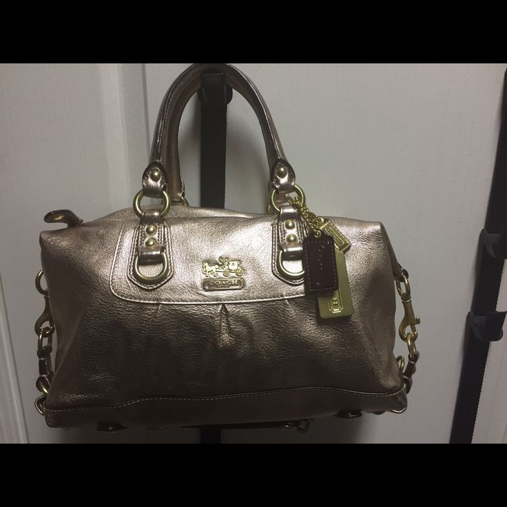 This Limited Edition Coach Bag Can Be Worn As Both A Hobo And A Satchel. It's So Stylish And Great For Special Occasions. It's New, Never Been Used. Designer Gold Satchel With Detachable Strap, Designer Gold Satchel Bag, Designer Gold Bag With Handle Drop, Designer Gold Top Handle Satchel, Gold Satchel With Detachable Handle For On-the-go, Gold Satchel With Gold-tone Hardware For On-the-go, Gold Leather Bag For On-the-go, Chic Gold Satchel With Double Handle, Luxury Gold Bag For On-the-go