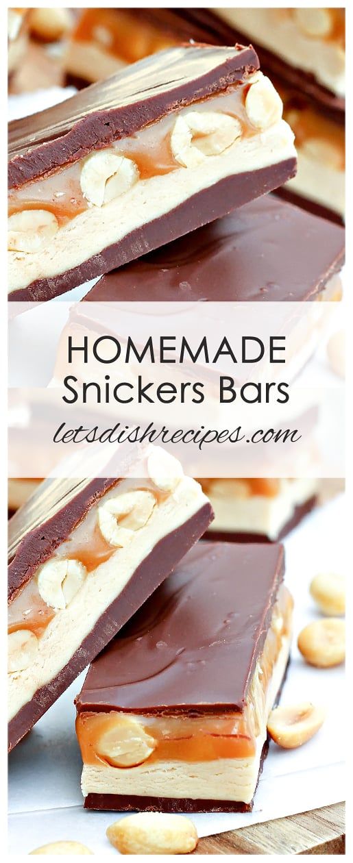 homemade snickkers bars with peanut butter and chocolate are the perfect treat for summer