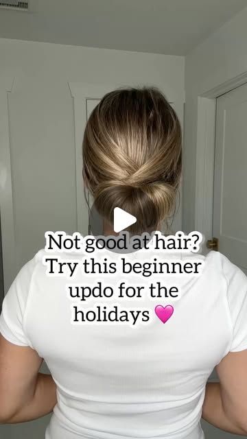 Lainey Ostrom on Instagram: "Beginner friendly, holiday updo! Try it and let me know what you think 😊🩷 - #christmashairstyle #easyhairstylesforlonghair #christmashair #longhairtutorial" Updo Hairstyles Tutorials Easy, Lose Updo Hairstyles, Quick And Easy Updos For Medium Hair, Easy Work Updos, Professional Updo Hairstyles, Up Hairstyles Easy, Cute Holiday Hairstyles, Cute Updos Easy, Long Hair Updo Easy