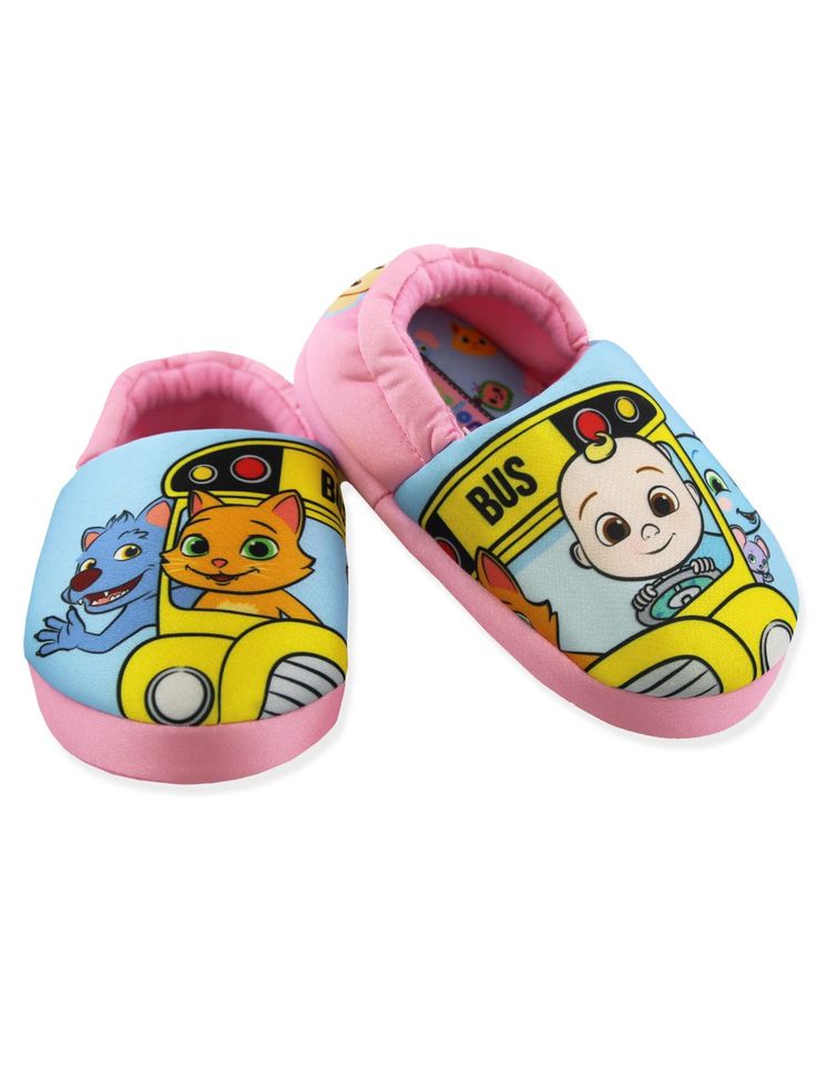 PRICES MAY VARY. TODDLER AND GIRLS COCOMELON ALINE SLIPPERS - Your little one can get ready to sing along in her awesome new Cocomelon slippers! These awesome slippers are available in girl's sizes 5-6 M US Toddler, 7-8 M US Toddler, 9-10 M US Toddler, and 11-12 M US Little Kid. FEATURING HER FAVORITE COCOMELON CHARACTERS - These cool house shoes are sure to bring a smile to any girl's face. These plush slippers feature her favorite Cocomelon characters: JJ, Kiki, Ello Momo, and Wally in a schoo Cocomelon Characters, Cool House, Boys Slippers, Baby Heartbeat, Plush Slippers, Country Kids, Hudson Baby, House Shoes, School Bus