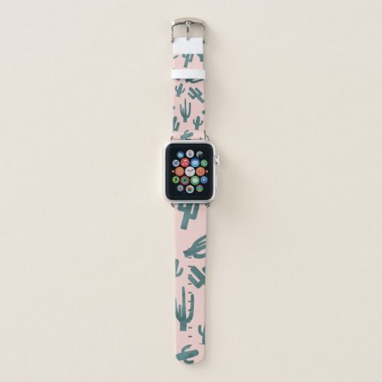 an apple watch with cactus print on it