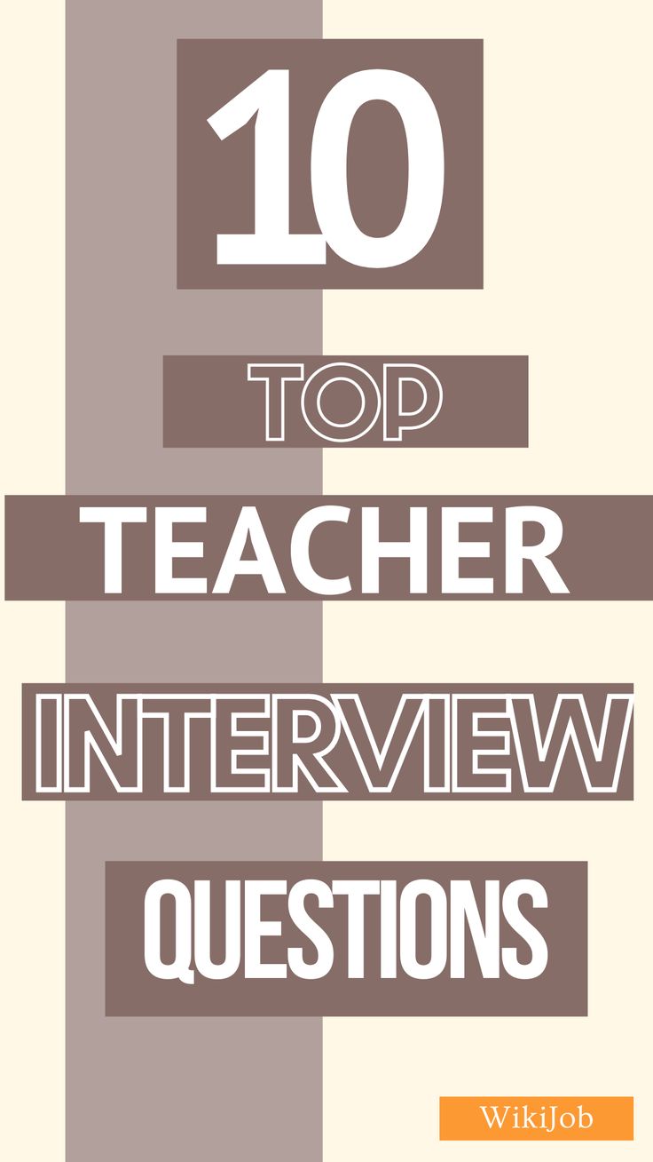 the words top teacher interview questions are shown in white and orange letters on a beige background