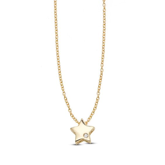 This playful women's necklace features a dazzling star embellished with a shimmering diamond accent. Fashioned in 14K yellow gold, the 18-inch cable chain secures in place with a lobster clasp. Jewelry Star, Women's Necklace, Jared The Galleria Of Jewelry, Necklace Diamond, Star Necklace, Cable Chain, Lobster Clasp, Womens Necklaces, Diamond Necklace