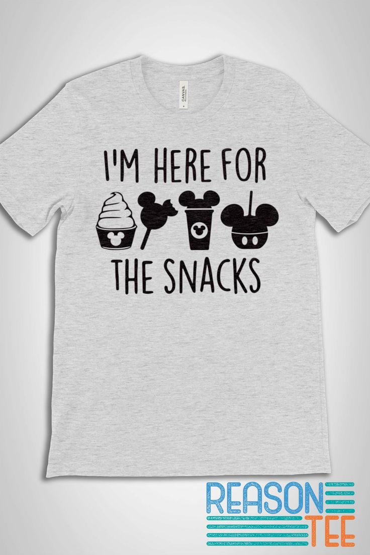 Get your I'm Here For The Snacks T-shirt and be Instagram, picture, or selfie-ready! The perfect tee for your squad. Super comfy; this will become your next favorite tee for everything - hiking, vacation, biking, Sunday Funday, chilling.. T-shirt fabric: Solid Colors: 4.2 oz., 100% Airlume combed and ring-spun cotton, 32 singles Heather CVC/Blend Colors: 52% Airlume combed and ring-spun cotton, 48% polyester Sport Grey: 90% Airlume combed and ring-spun cotton, 10% polyester Funny Disney Shirts, Here For The Snacks, Custom Disney Shirts, Disney Snacks, Group Shirts, Create Shirts, Family Christmas Shirts, Sunday Funday, Disney Shirts