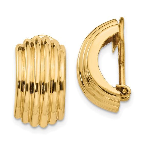 14K Solid Yellow Gold Non-Pierced Fancy Omega Back Clip On J Hoop Huggie Earrings Metal: 14K Gold Measurement: 17mm (0.67 inch) x 9.5mm (0.37 inch) Average Weight: approximately 3.70 grams Non-Pierced Earrings Note: Images may be enlarged to show details. Please refer to the actual measurement of this item. THIS IS 14K GOLD. Not gold filled. Not gold plated. Hoop Earrings Style, Yellow Earrings, Bridal Gold Jewellery, Yellow Gold Earring, Fine Jewelry Gift, Selling Jewelry, Fine Jewellery Earrings, Earings Piercings, Clip On