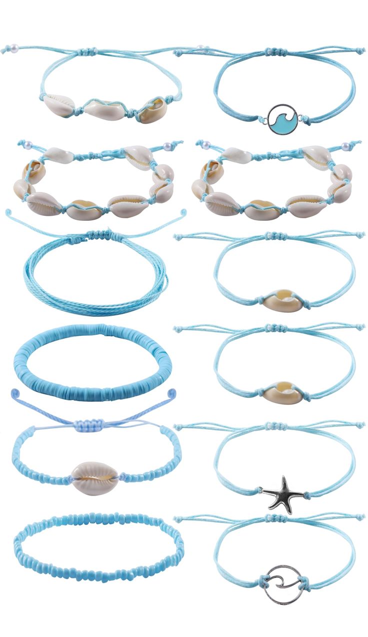 PRICES MAY VARY. [ Fashion Design ] It comes with 12 pcs beach bracelet in different style.The boho bracelet made from various materials, including starfish, beads, shells, and pendants in the shape of marine creatures. These elements bring the bracelet closer to nature, giving a sense of connection with the ocean. [ Adjustable Size ] Each string bracelet features an adjustable knot, making it easy to put on and take off. It can be adjusted to fit the size of your wrist or ankle, making it suita Blue Summer Bracelets, Beach String Bracelets, Things To Do On Beach, Ocean Bracelet Ideas, Beach Bracelets Diy, Beaded String Bracelets, Accessories For Beach, Waterproof Bracelet, Ocean Bracelet