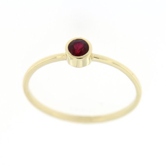 Ruby Ring, Ruby Gold Ring, Dainty Gold Ring, Stacking Gold Ring, 14K Gold Ring, Simple Stone Ring, G Elegant Stackable Ruby Birthstone Ring, Elegant Red Stackable Rings With Bezel Setting, Elegant 14k Gold Birthstone Ring With Smooth Bezel, Ruby Ring In Yellow Gold With Bezel Setting, Yellow Gold Ruby Ring With Bezel Setting, Classic Red Rings With Bezel Setting, Classic Red Ring With Bezel Setting, Formal Red Rings With Bezel Setting, Classic Red Bezel Set Ring