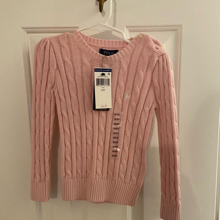 Pink Polo Sweater New With Tags Never Worn Buttons On Right Neck Pink Ralph Lauren Sweater, Preppy Pink Tops For Fall, Pink Polo, Polo Sweater Outfit, Ralph Lauren Baby Girl, Red Knit Sweater, Polo Ralph Lauren Sweater, Polo Ralph Lauren Kids, Ralph Lauren Sweater