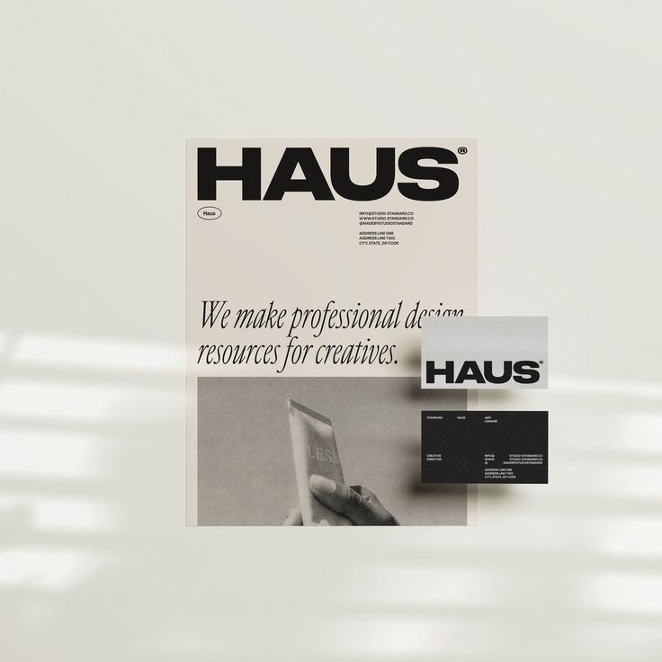 an advertisement for haus is shown in black and white