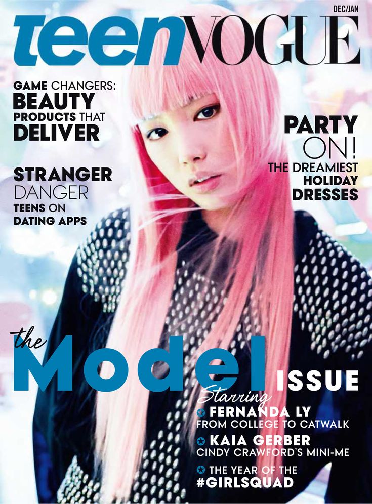 the cover of teen vogue magazine with pink hair