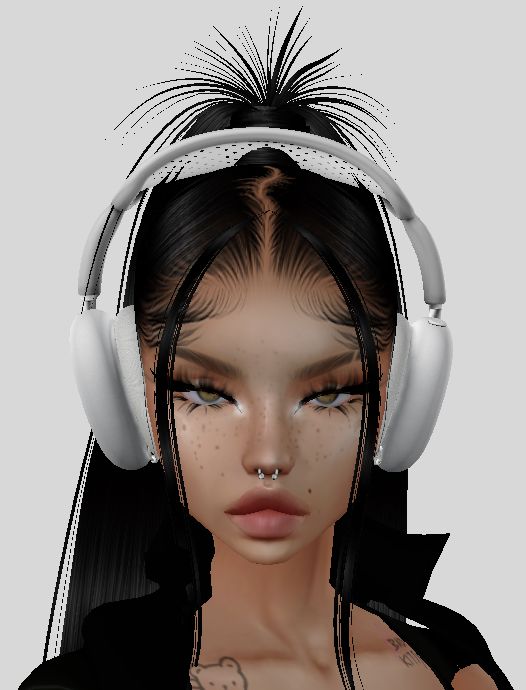 a woman with headphones on her face