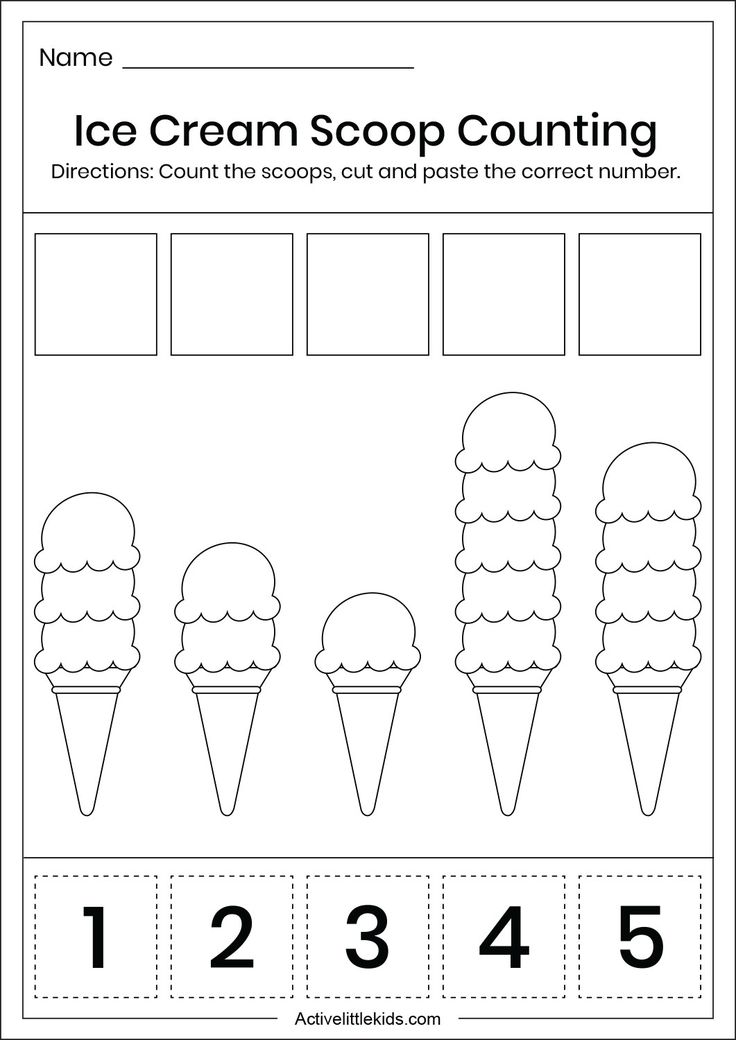 the ice cream scoop counting worksheet with numbers for kids to learn how to count