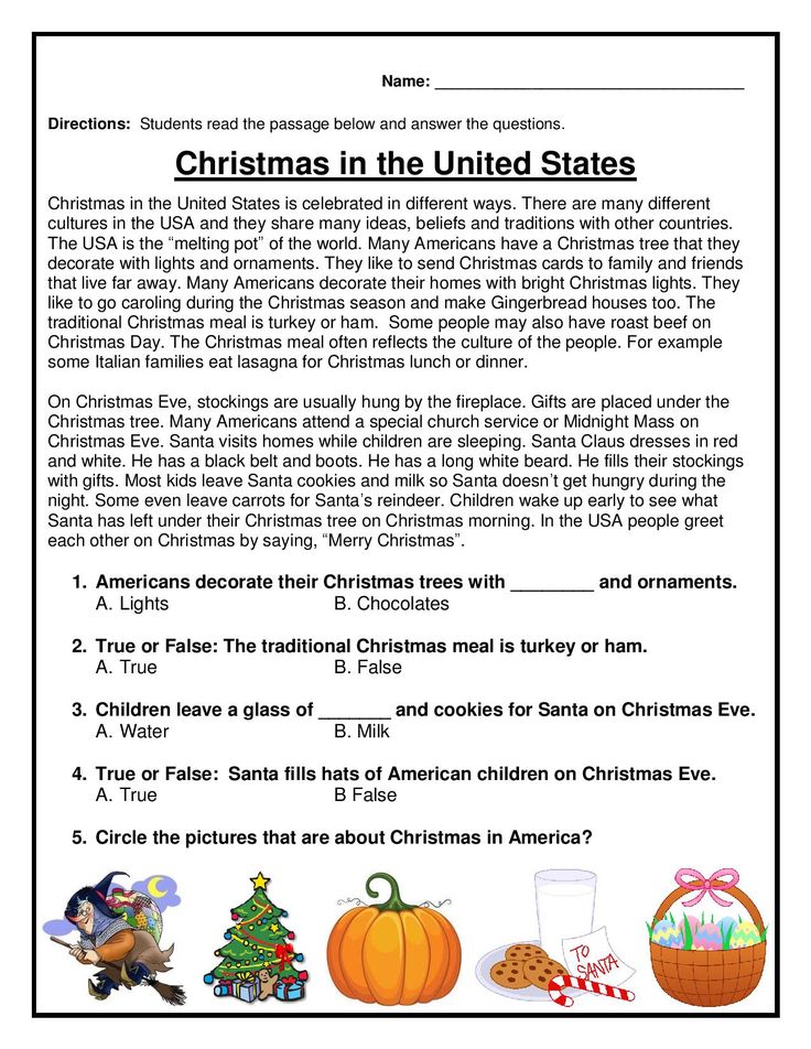 christmas in the united states printable worksheet for kids with pictures and text