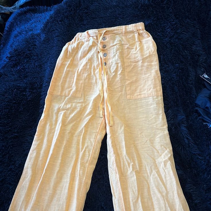 Light Orange Billabong Wide Leg Linen Pants. Never Worn Wide Leg Linen Pants, Pants Color, Light Orange, Linen Pants, Orange Yellow, Billabong, Color Orange, Pant Jumpsuit, Wide Leg