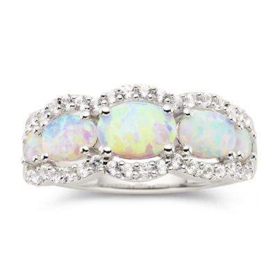 Pearl & Gemstone Jewelry - JCPenney $208 3rd anniversary  October 5th 2016 25 Anniversary Party, Sapphire Band Ring, Doctor Who Wedding, Opal Stone Ring, Wedding Ring Round, 25 Anniversary, Opal Wedding Ring, Fire Opals, Wedding Rings Round