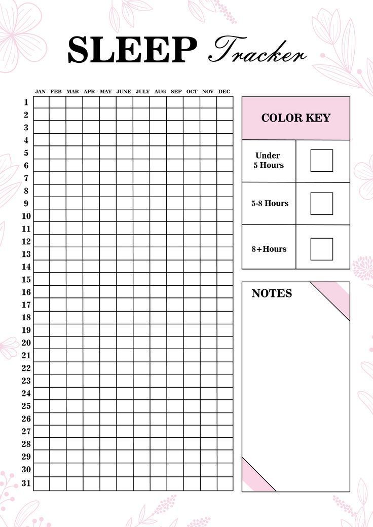 a printable sleep tracker with pink flowers on it