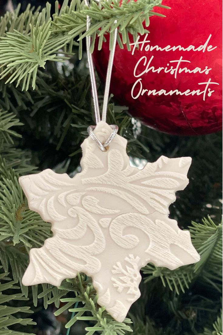 an ornament hanging from a christmas tree with the words homemade christmas ornaments on it