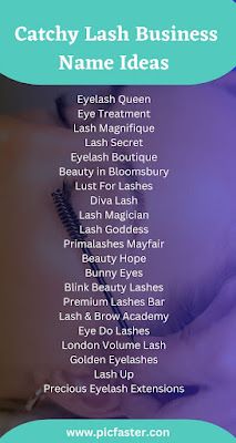 Here are some cool lash business name ideas to inspire you #lashbusinessnames #eyelashnames #lashbusinessnameideas Lash Names For Eyelashes Ideas, Eyelash Extensions Name Ideas, Lashes Names Ideas Business, Eyelash Names Lashes, Name For Lashes Business, Lash Instagram Name Ideas, Business Name Ideas For Lashes, Eyelash Business Names Ideas, Lash Salon Names Ideas