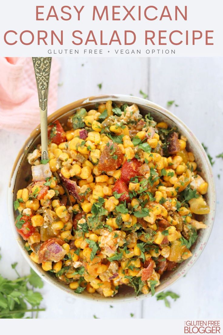 a bowl filled with corn and garnished with cilantro