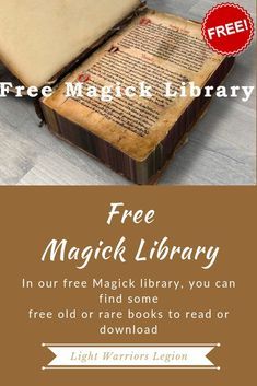 an open book with the text free magic library