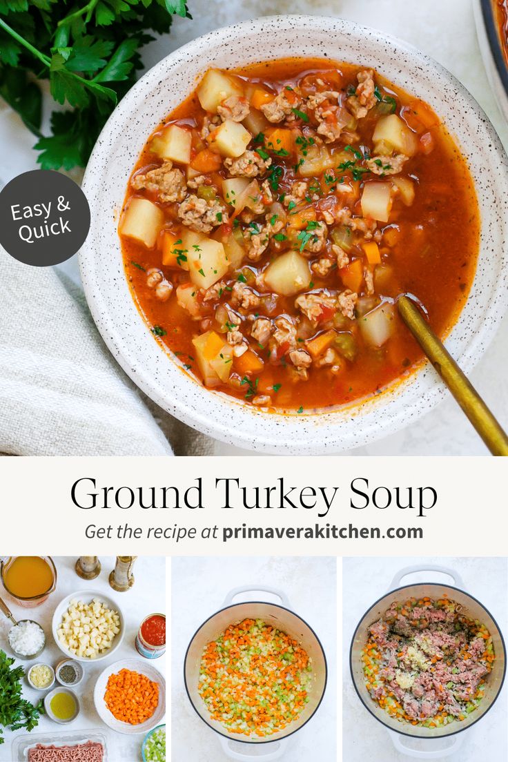 the recipe for ground turkey soup is shown