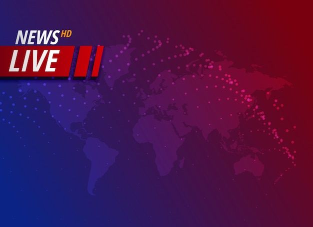 the news live logo is shown on a purple and red background with a world map