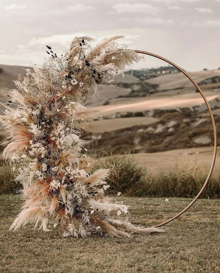 an artistically decorated hoop in the middle of a field