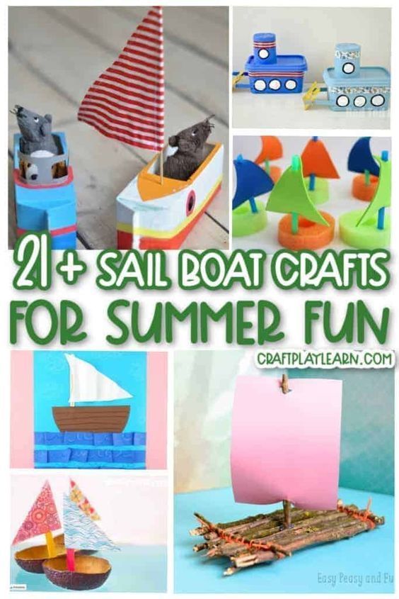 some crafts that are made with paper boats and other things to make them look like they're ready for summer fun