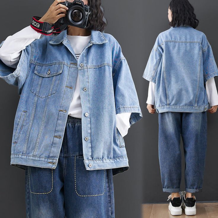 Features: Style: Casual Occasion: Daily Material: Denim Neckline: Turnover Collar Sleeves: Half Sleeves Pattern: Solid Type: Women Denim Tops Season: Summer Size Bust Shoulder Length cm inch cm inch cm inch One Size 124 49 56 22 69 27 Vest For Women, Plus Size Fall, Fall Denim, Sleeves Pattern, Denim Vest, Denim Top, Shoulder Length, Season Summer, Denim Women